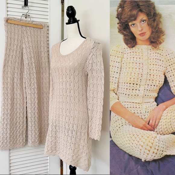 Vintage 70s Crochet Two Piece Set - Picture 9 of 10